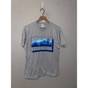 1980s Vintage Arizona Shirt Gray Blue Cactus Tee Graphic Jerzees 80s 1987 M